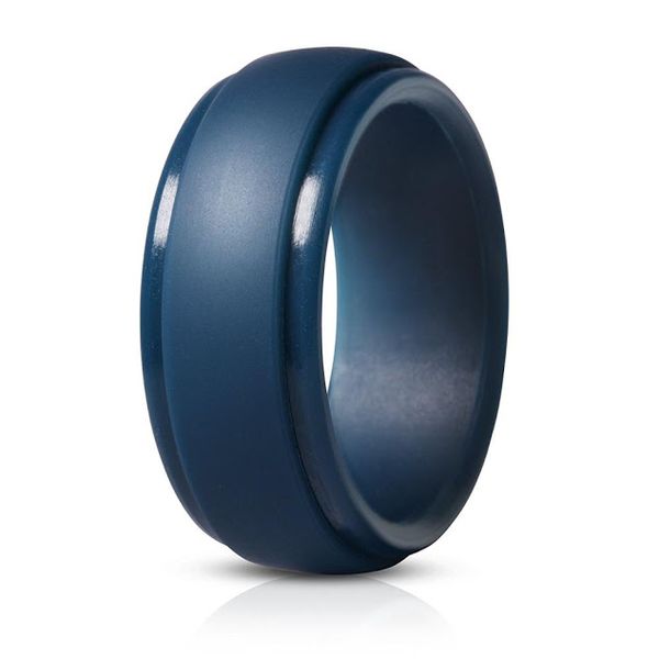 Men's Silicone Wedding Ring - Navy (Size: 18,14mm)