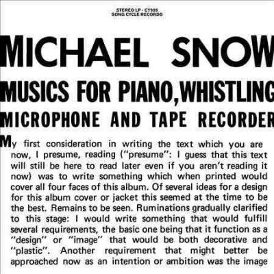 Michael Snow - Musics For Piano Whistling Microphone (Vinyl)