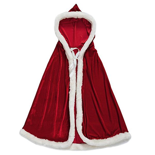 Mrs. Santa Claus Cardigan Velvet Hooded Cape Cloak