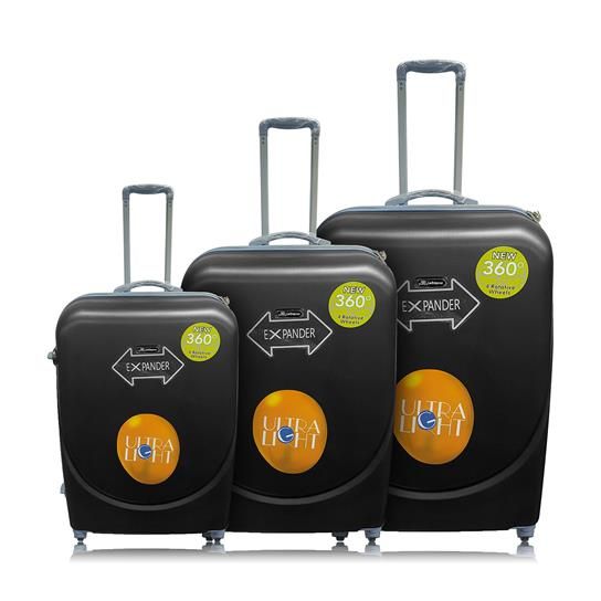 Expander Ultra Light 3 Piece Luggage Set - Black