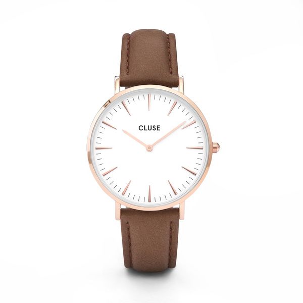 Cluse Ladies White Dial &amp; Brown Leather Strap La Bohemme Watch - 38mm