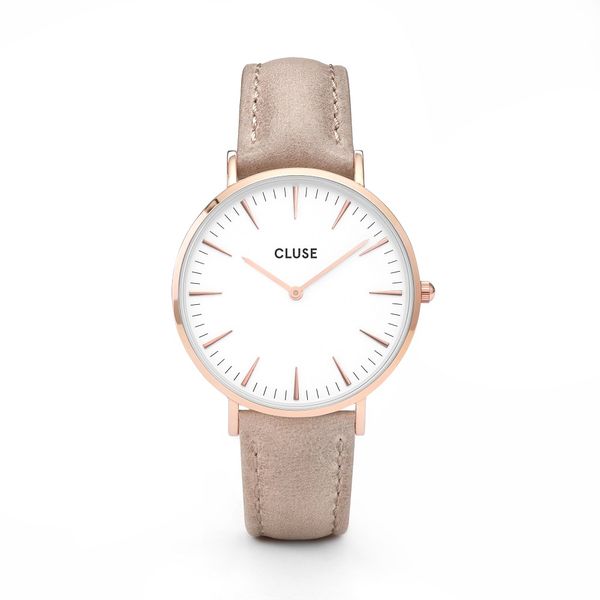 Cluse Ladies White Dial &amp; Hazelnut Leather Strap La Bohemme Watch - 38mm