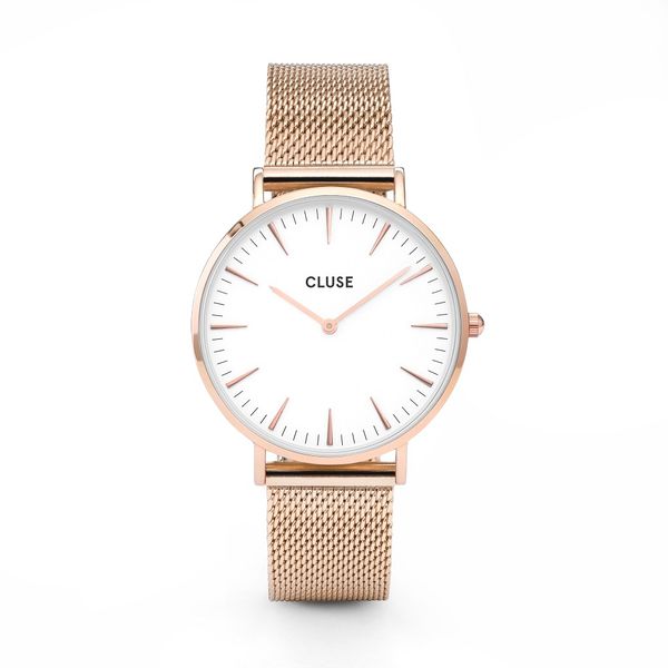 Cluse Ladies White Dial &amp; Rose Gold Mesh Strap La Bohemme Watch - 38mm