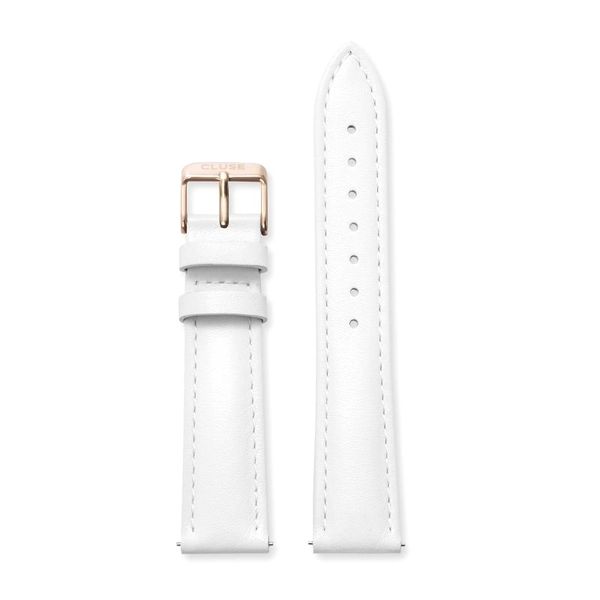 Cluse Ladies White Leather Strap &amp; Rose Gold Buckle - 18mm