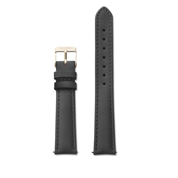 Cluse Ladies Black Leather Strap &amp; Gold Buckle - 16mm