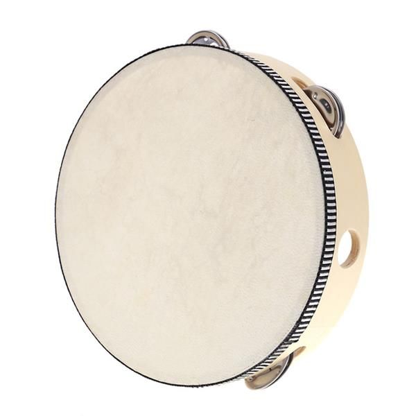 8 Inch Tambourine with Skin &amp; 5 Bells
