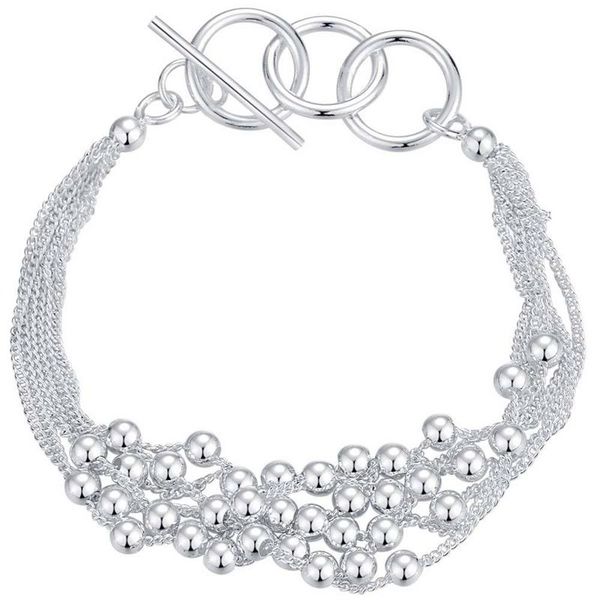 Silver Designer Delicate Multi Strings Bead Bracelet