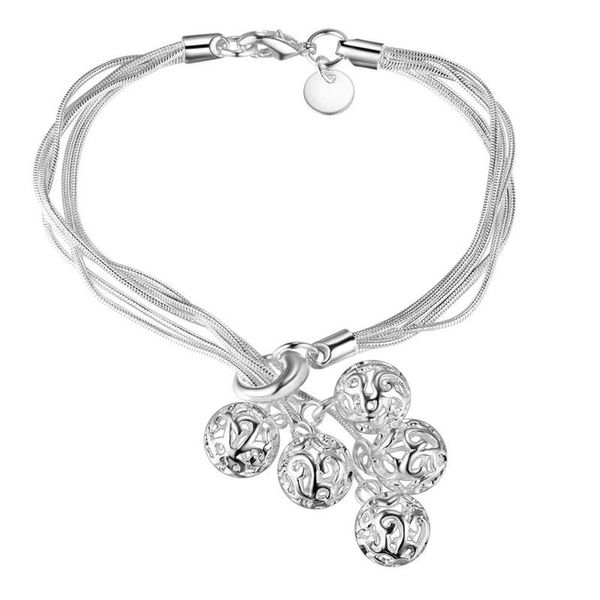Silver Designer 3 String Lariat Bracelet with Filigree Balls