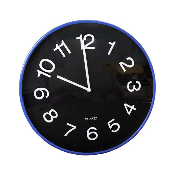 Quartz Wall Clock Non-Ticking Round 38cm - Blue