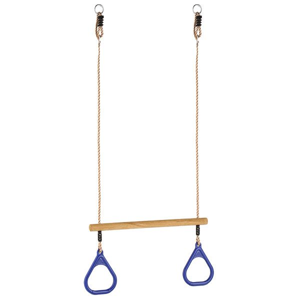 Wooden Trapeze Swing with Plastic Triangular Gym Rings Shop Today