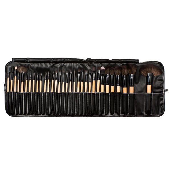 32 Piece Synthetic Hair Cosmetic Makeup Brush Set - Black