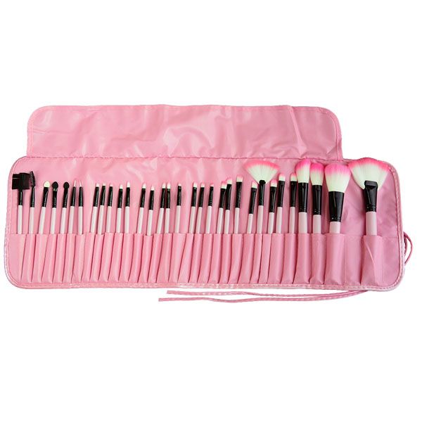 32 Piece Synthetic Hair Cosmetic Makeup Brush Set Pink Shop Today