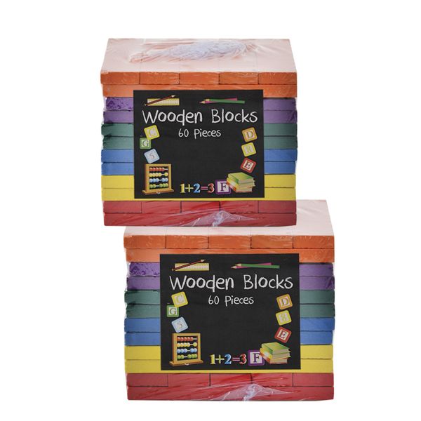Edu Wooden Blocks - 60 Pieces (2 Pack)
