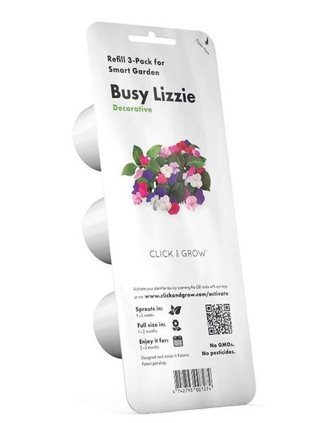 Click and Grow Busy Lizzie Refill for Smart Herb Garden - 3 Pack