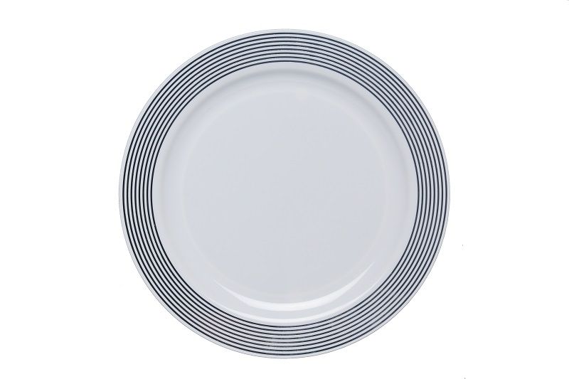 Gizmo - Elegant Plastic 26cm Silver Lined Rim Plates - Set Of 4