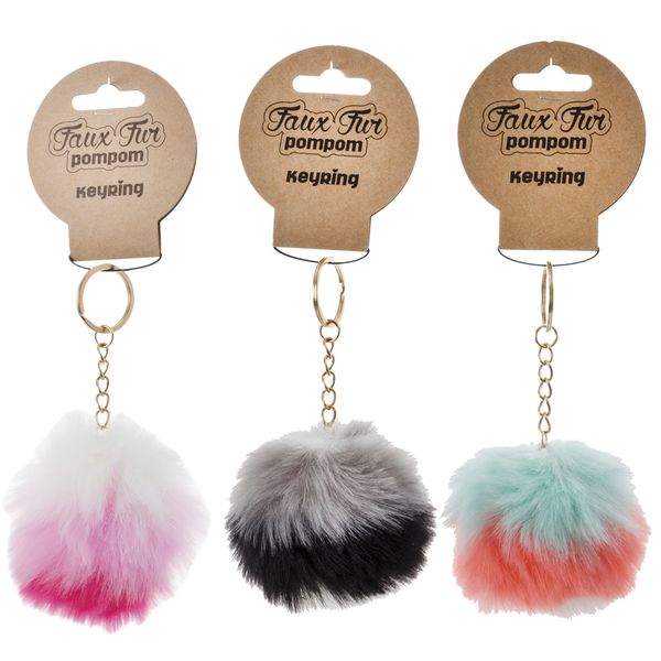 Faux Fur Key Chains - 3 Piece Set (8cm)