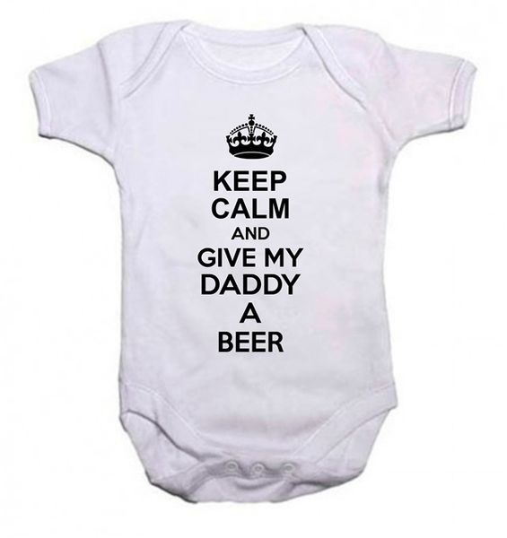 Qtees Africa Keep Calm &amp; Give My Daddy a Beer Baby Grow