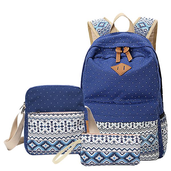 Fashion Backpack for Teen Girls - Navy (Set of 3)