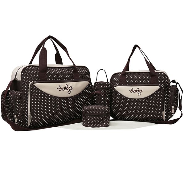 Multi-Function Baby Diaper Bag Set - Coffee (Set of 5)