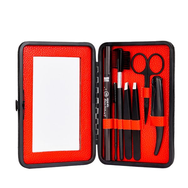 Unisex 7 piece Eyebrow Trimming Grooming Kit with Case Mirror