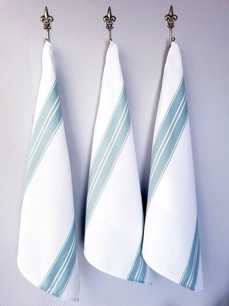 DSA - Waffle Weave Tea Towels White And Duck Egg - Set Of 2