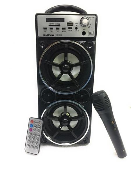 Tower Speaker with Radio &amp; Microphone - Black