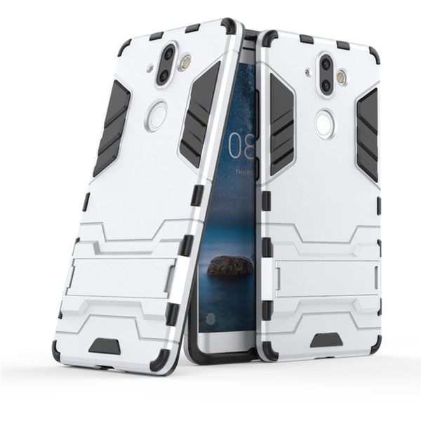 2-in-1 Dual Shockproof Case for Nokia 8 Sirocco - Silver