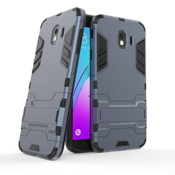 2-in-1 Dual Shockproof Case for Samsung Galaxy J4 - Silver