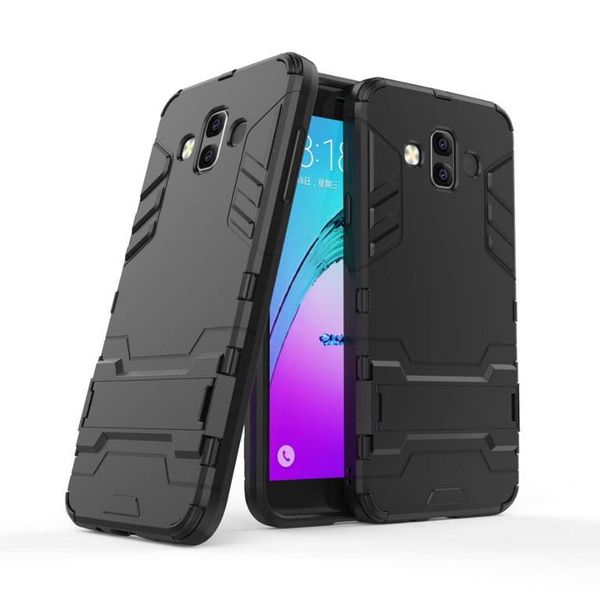 2-in-1 Dual Shockproof Case for Samsung Galaxy J7 Duo - Silver