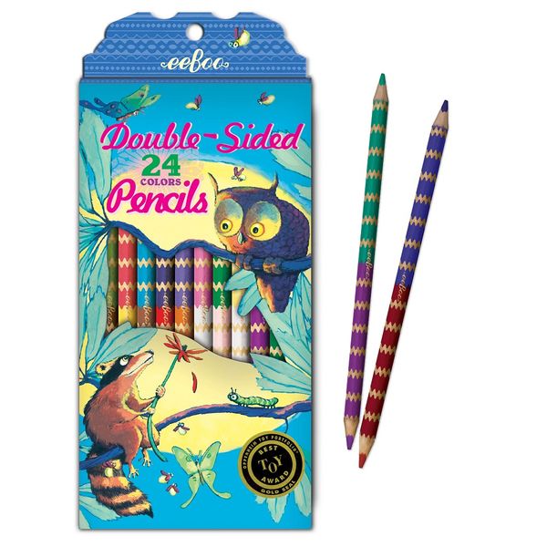 eeBoo Creative Double-Sided Pencils - Raccoon &amp; Owl (12 Pencils)