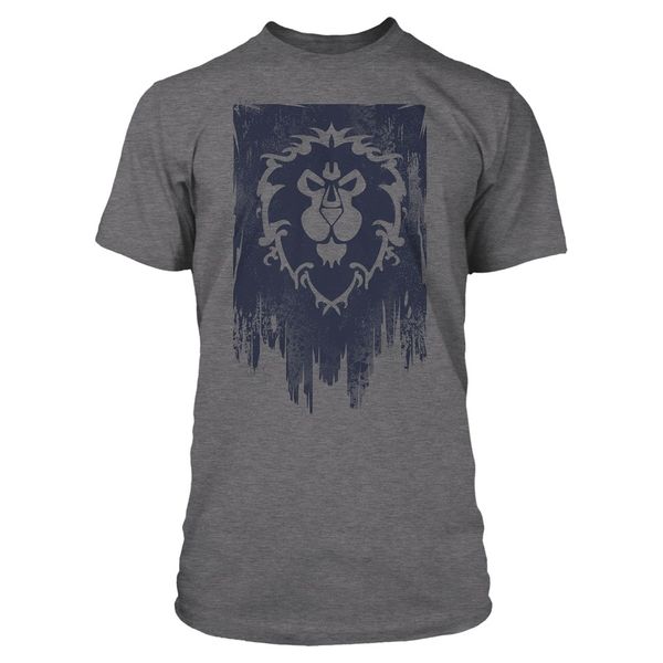 World Of Warcraft: Alliance Banner-Mens T-Shirt- Grey Melange