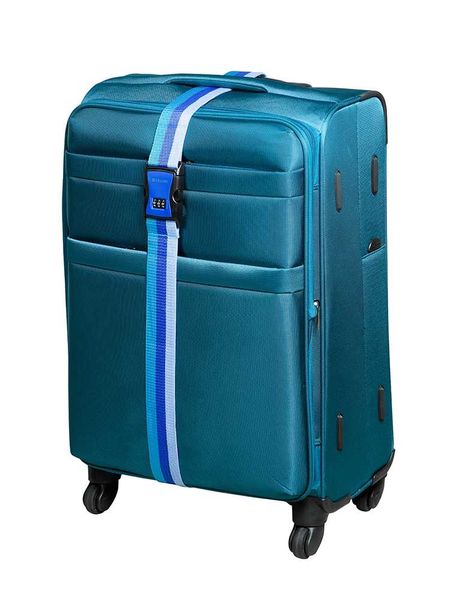 Combination Lock Luggage Straps - Placid Blue/Navy