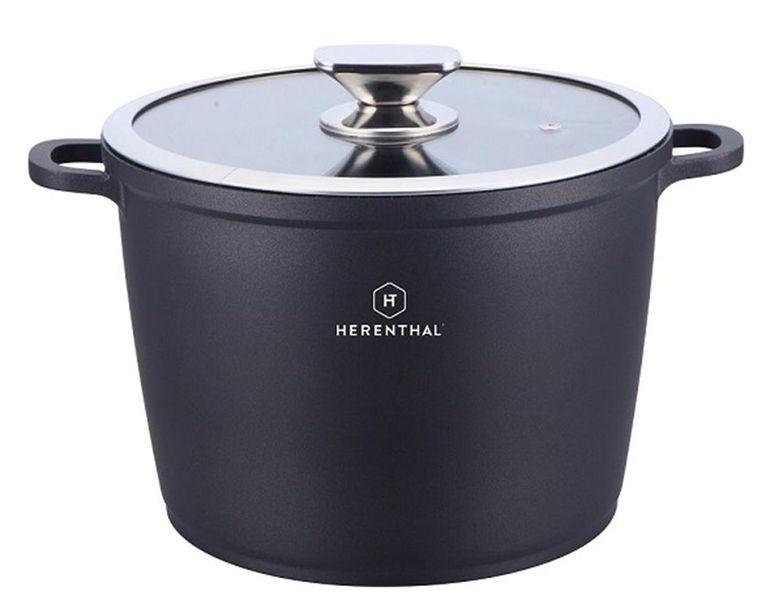 Royalty Line Herenthal 24cm Greblon Non-Stick C3+ Coating Stock Pot - Black