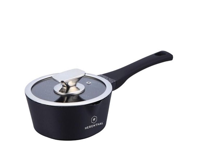 Royalty Line Herenthal 16cm Greblon Non-Stick C3+ Coating Sauce Pan - Black