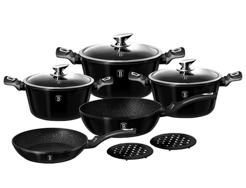 Berlinger Haus Marble Coating Cookware Set - Royal Black (15 Piece)