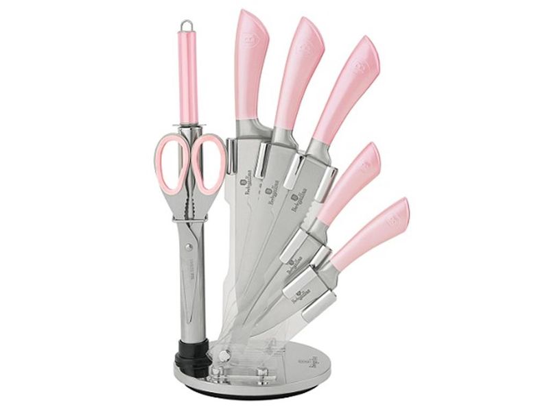 Berlinger Haus Stainless Steel Knife Set - Pink Infinity Line (8 Piece)