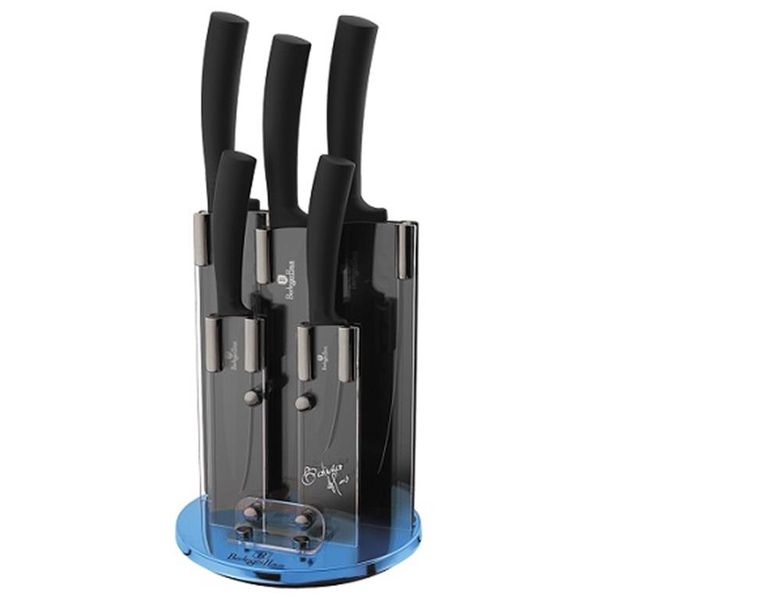 Berlinger Haus Diamond Coating Knife Set with Stand - Royal Blue (6 Piece)