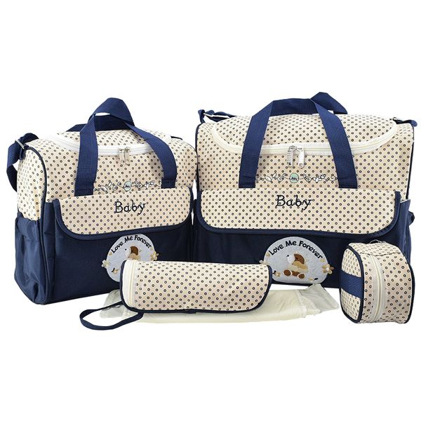 Multifunction Baby Diaper Bag Set - Navy (Set of 5)