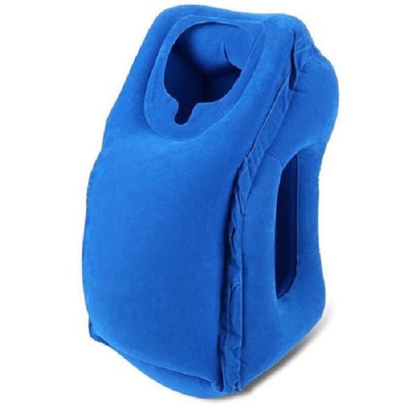 Inflatable Travel Pillow with Head and Arm Rests - Brown