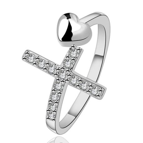 Adjustable Silver Designer Cross heart 