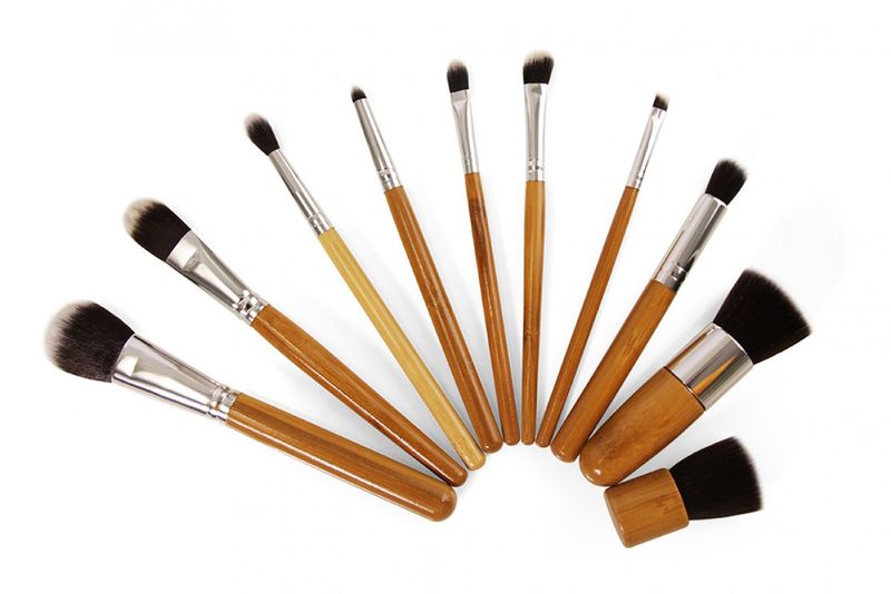 Fine Living Makeup Brush Set - Wood (10 Piece)