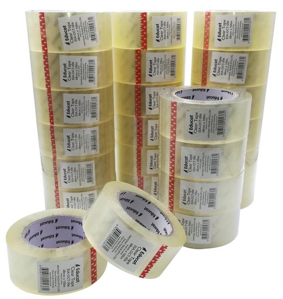 Educat Warehouse Box/Carton Packing Clear Tape - 100m