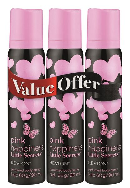 Pink Happiness Little Secrets Ladies Perfumed Body Spray - 3 x 90ml
