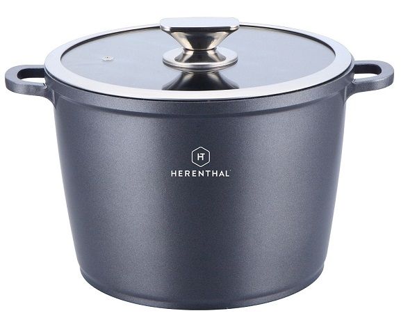 Royalty Line Herenthal 28cm Greblon Non-Stick C3+ Coating Stock Pot - Black