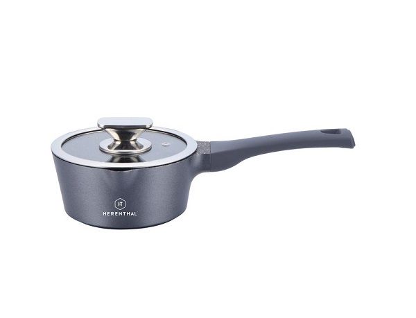 Royalty Line Herenthal 16cm Greblon Non-Stick C3+ Coating Sauce Pan - Black