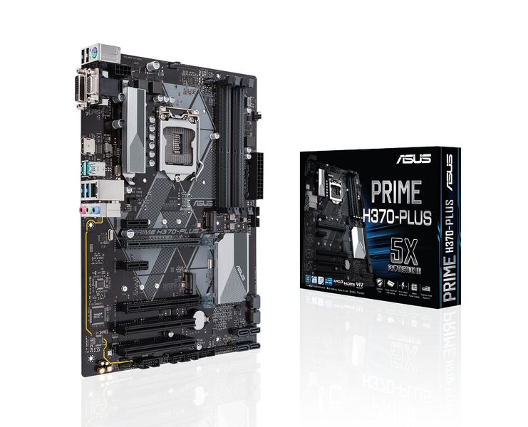 ASUS PRIME H370-PLUS ATX Motherboard with LED Lighting