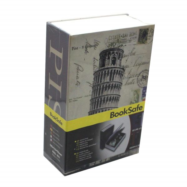 Pisa Hidden Book Safe with Strong Metal Case &amp; Key Lock 240mmx155mmx55mm