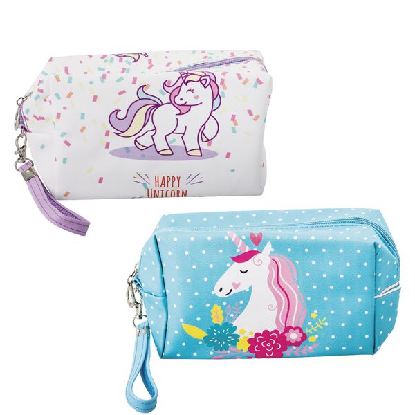 Unicorn Design Cosmetic Bag for Girls - Set of 2 (18 x 10 x 7cm)