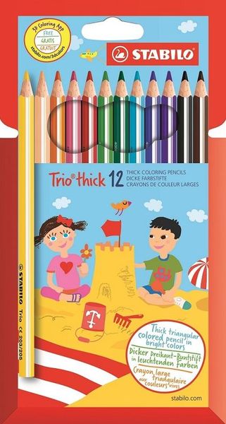 Stabilo Trio Thick Colour Pencil - Assorted Box of 12