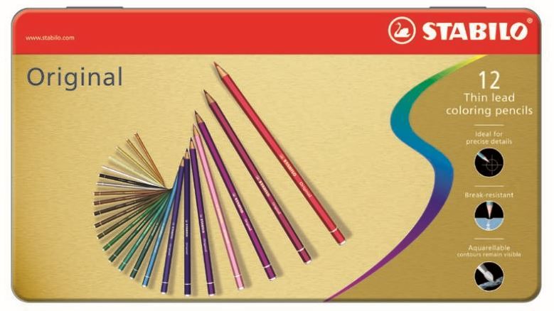 Stabilo Original Colour Pencil - Assorted Metal Box of 12